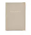 Aspinal Of London 'passport' Foil-print Pebble Leather Passport Cover 14cm Dove Grey In Grey