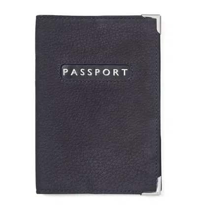 Aspinal Of London Leather Passport Cover In Navy