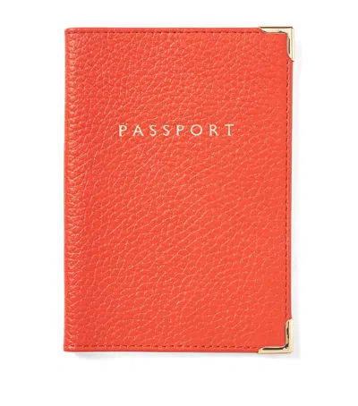 Aspinal Of London Leather Passport Cover In Orange