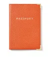Aspinal Of London Orange Logo-embossed Grained-leather Passport Cover In Orange