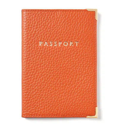 Aspinal Of London Orange Logo-embossed Grained-leather Passport Cover