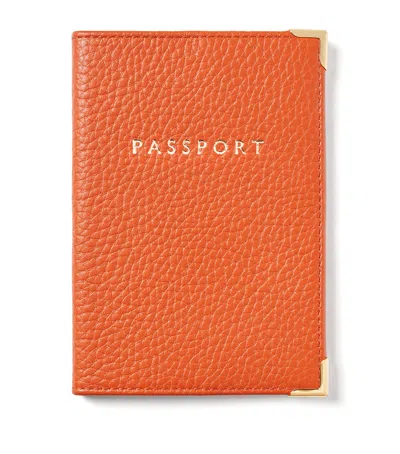Aspinal Of London Leather Passport Cover In Orange