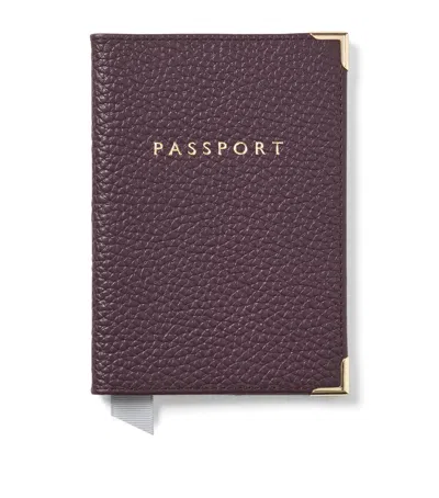 Aspinal Of London Leather Passport Cover In Purple