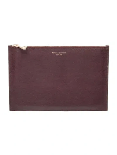 Pre-owned Aspinal Of London Leather Portfolio In Burgundy