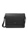 Aspinal Of London Leather Postman Messenger Bag In Black