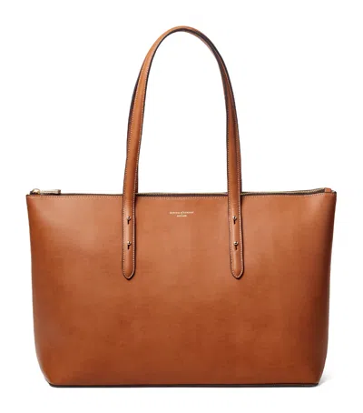 Aspinal Of London Leather Regent Tote Bag In Brown