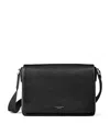 Aspinal Of London Leather Reporter Messenger Bag In Black