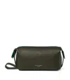 Aspinal Of London Leather Reporter Wash Bag In Green