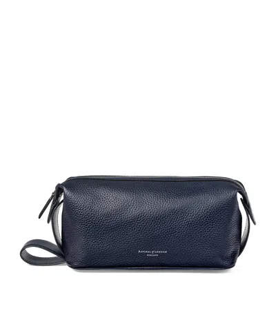 Aspinal Of London Reporter Textured-leather Wash Bag In Navy