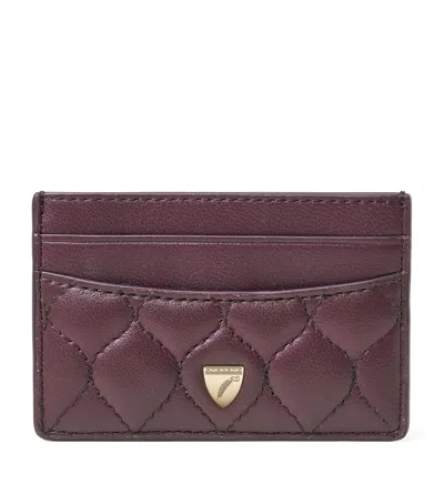 Aspinal Of London Leather Slim Card Holder In Purple