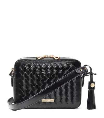 Aspinal Of London Leather Slot Weave Camera Bag In Black