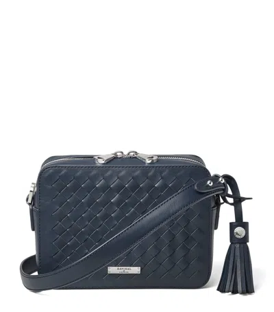 ASPINAL OF LONDON LEATHER SLOT WEAVE CAMERA BAG