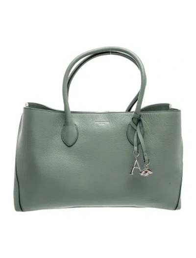 Pre-owned Aspinal Of London Leather Tote In Green