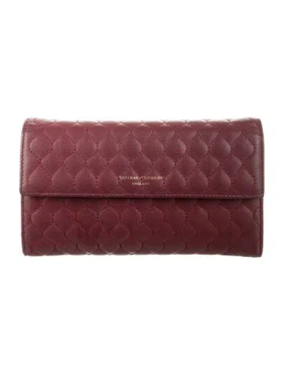 Pre-owned Aspinal Of London Leather Trifold Wallet In Burgundy