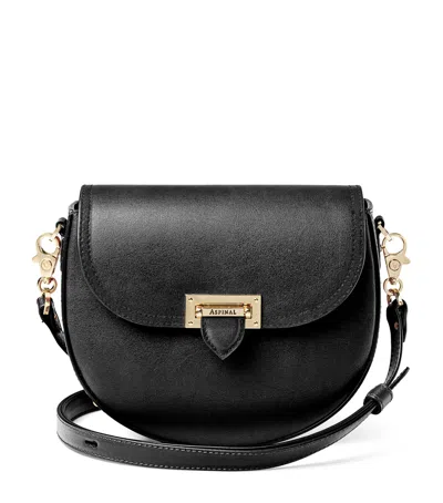 Aspinal Of London Leather-velvet Portobello Cross-body Bag In Black