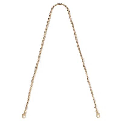 Aspinal Of London Leather Weave & Chain Strap In Soft Taupe Patent Croc In Neutral