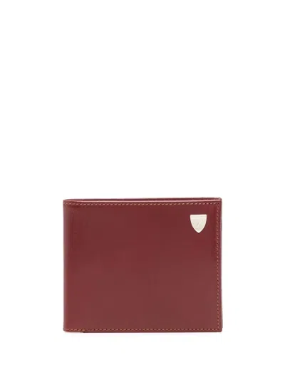 Aspinal Of London Logo Plaque Folded Wallet In Red