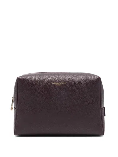 Aspinal Of London Logo-print Make Up Bag In Purple