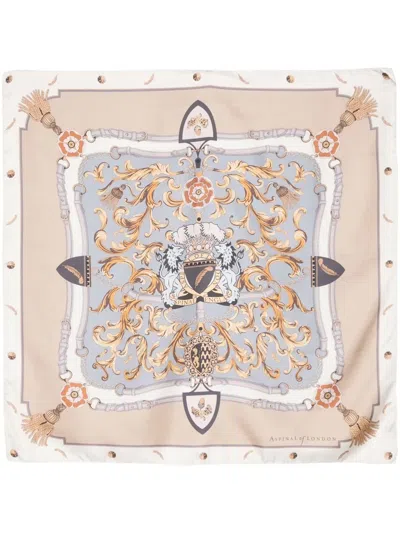 Aspinal Of London Logo-print Silk Scarf In Neutrals