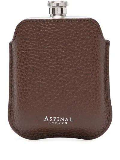 Aspinal Of London Logo-stamp Leather Hip Flask In Brown