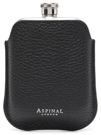 Aspinal Of London Logo-stamp Round Hip Flask In Silver
