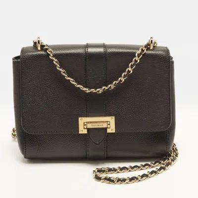 Pre-owned Aspinal Of London Lottie Small Black Leather Shoulder Bag