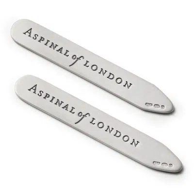 Aspinal Of London Matt Finish Sterling Silver Collar Stiffeners