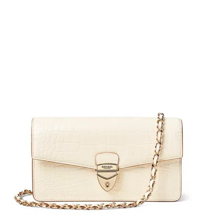 Aspinal Of London Mayfair 2 Ivory Patent Croc Clutch Bag In White
