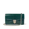 Aspinal Of London Mayfair Clutch 2 Green Leather Crocodile Print Bag