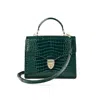 Aspinal Of London Mayfair Green Crocodile Print Bag