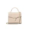Aspinal Of London Mayfair Midi Beige Leather Crocodile Print Bag