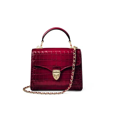 Aspinal Of London Mayfair Midi Burgundy Crocodile Print Bag In Red