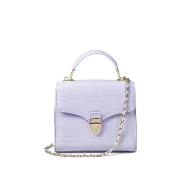 Aspinal Of London Mayfair Midi Womens Purple Leather Crocodile Print Bag
