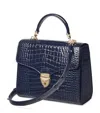 Aspinal Of London Womens Midnight Mayfair Croc-embossed Leather Shoulder Bag In Blue