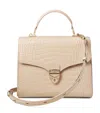 Aspinal Of London Womens Soft Taupe Mayfair Large Crocodile-embossed Patent-leather Top-handle Bag In Neutral