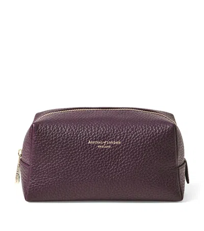 Aspinal Of London Medium Leather London Cosmetic Case In Purple