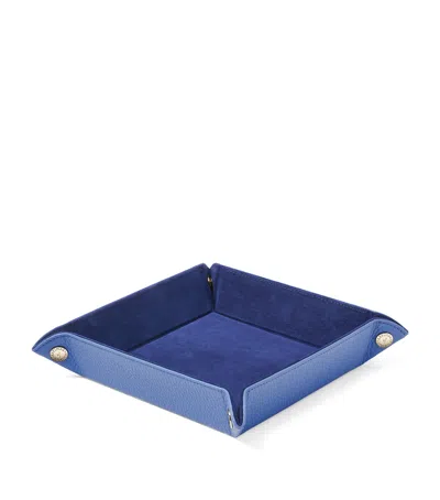 Aspinal Of London Medium Leather Tidy Tray In Blue
