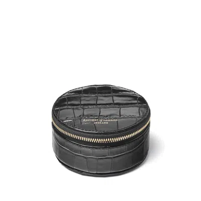 Aspinal Of London Medium Round Jewellery Box In Black