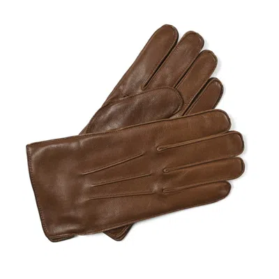 Aspinal Of London Men's Cashmere Lined Leather Gloves In Brown