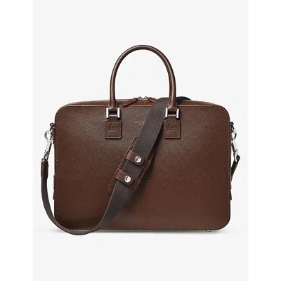 Aspinal Of London Mens Coffee Mount Street Leather Laptop Bag