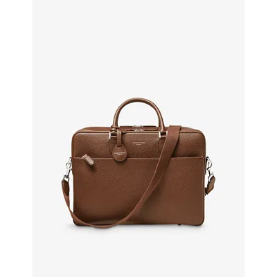 Aspinal Of London Mens  48hr Mount Street Logo-embossed Leather Travel Bag In Tobacco
