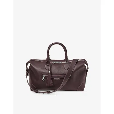 Aspinal Of London Mens Husdon Leather Flight Bag Wine In Burgundy