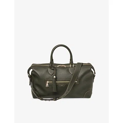 Aspinal Of London Mens Husdon Leather Flight Bag Green