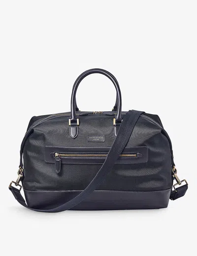 Aspinal Of London Mens Navy Logo-embellished Woven Duffle Bag