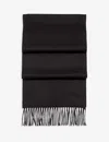 Aspinal Of London Womens Black Tassel-embellished Cashmere Scarf In Black