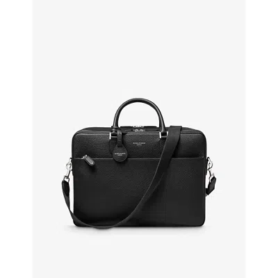Aspinal Of London Mens 48hr Mount Street Logo-embossed Leather Travel Bag Black