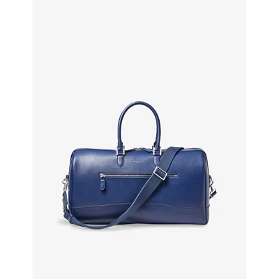 Aspinal Of London Mens Caspianblue Branded Leather Holdall