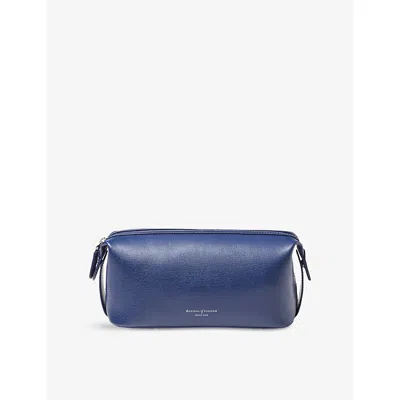 Aspinal Of London Mens Caspianblue Logo-print Leather Washbag