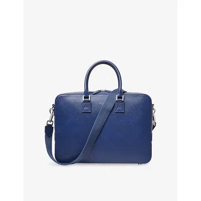 Aspinal Of London Mens Caspianblue Mount Street Leather Laptop Bag