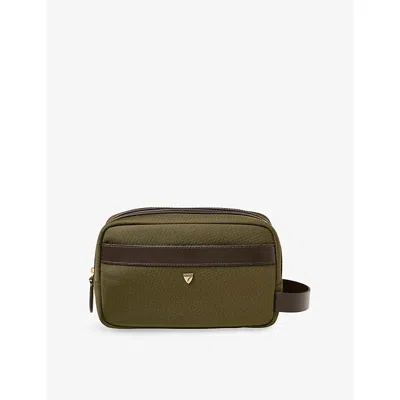 Aspinal Of London Mens Khaki Classic Woven Washbag In Brown